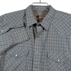 VTG Big Mac Pearl Snap Shirt XL Tall Plaid Long Sleeve Made in USA